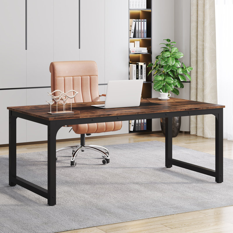 Montserat Desk, Rustic Brown/Black, 30.31" H x 70.8" W x 35.4" D
