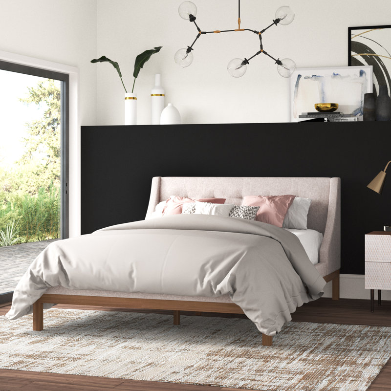 Aveza Upholstered Platform Bed, Dark Gray, Queen