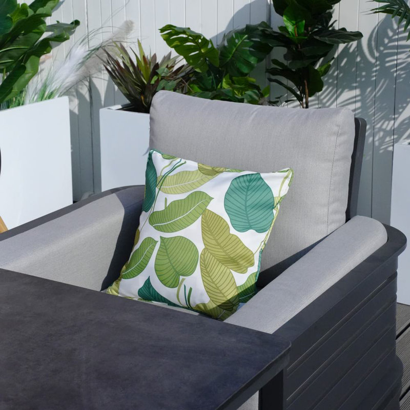 Housse et insert de coussin intérieur / extérieur en polyester , 16,54 po x 16,54 po x 6,1 po, Vert floral, Coton
