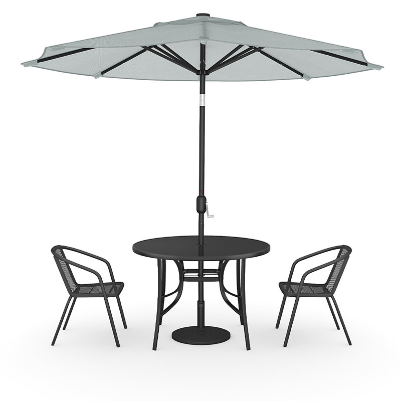 Abrion 2 - Person Patio Dining Set with Round Table, Black