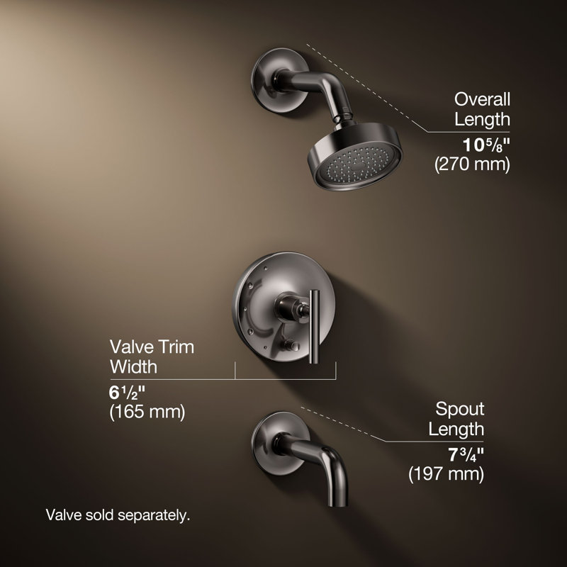Purist® Rite-Temp Pressure-Balancing Bath and Shower Faucet Trim with Push-Button Diverter, 7-3/4" Spout and Lever Handle, Valve Not Included