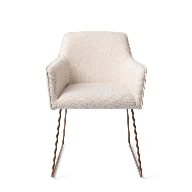 Lannie 123.19cm H Polyester Upholstered Metal Armchair, Cream, Rose