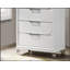 Commode 5 tiroirs Contemporary White Glam Pearl avec poignées en acrylique et panneaux en relief
