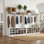 126'' Wide Large Entryway Hall Tree Bench With 36 Shoe Cubes & 12 Hooks