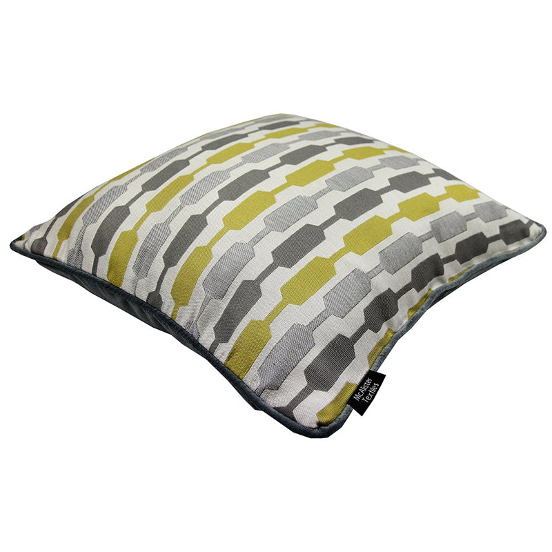 Lizeth Geometric Square Throw Cushion, Orche/Grey, 60 x 60cm