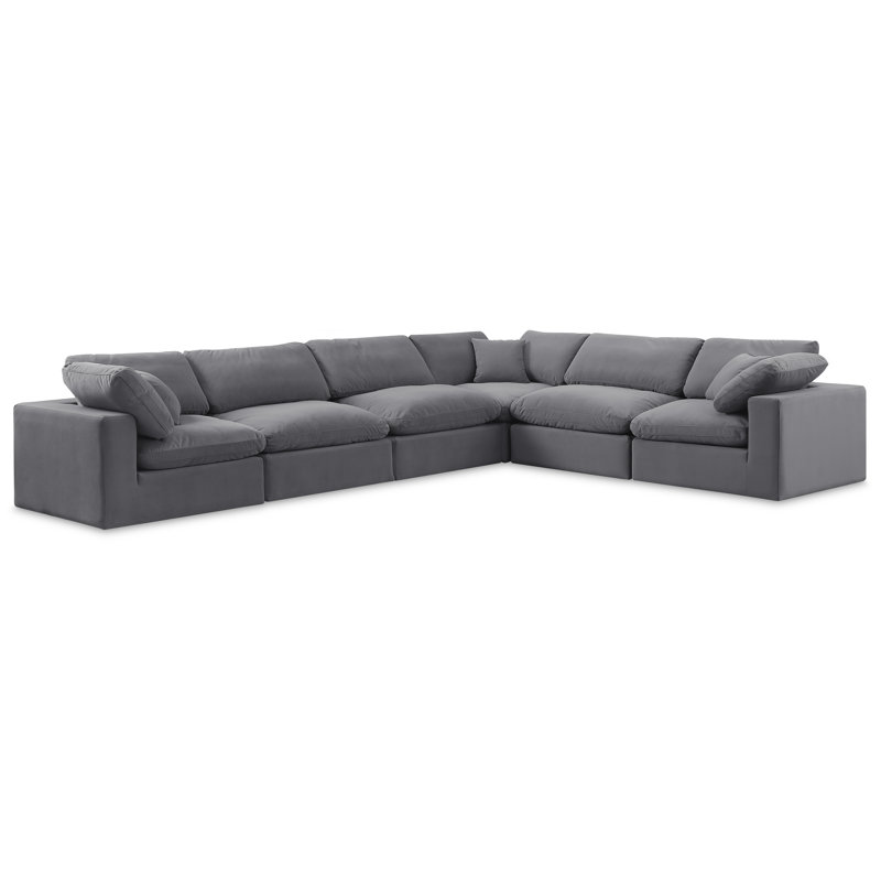 Canapé modulaire réversible en velours de 160 po Homero, Velours gris