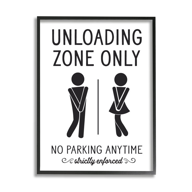 «Unoading Zone Witty», salle de bain, Giclée encadrée noir minuit, L 11 po x H 14 po