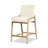 Dylis Solid Ash Wood Upholstered Counter Stool With Rope Detail, Crème De La Crème White Faux Fur