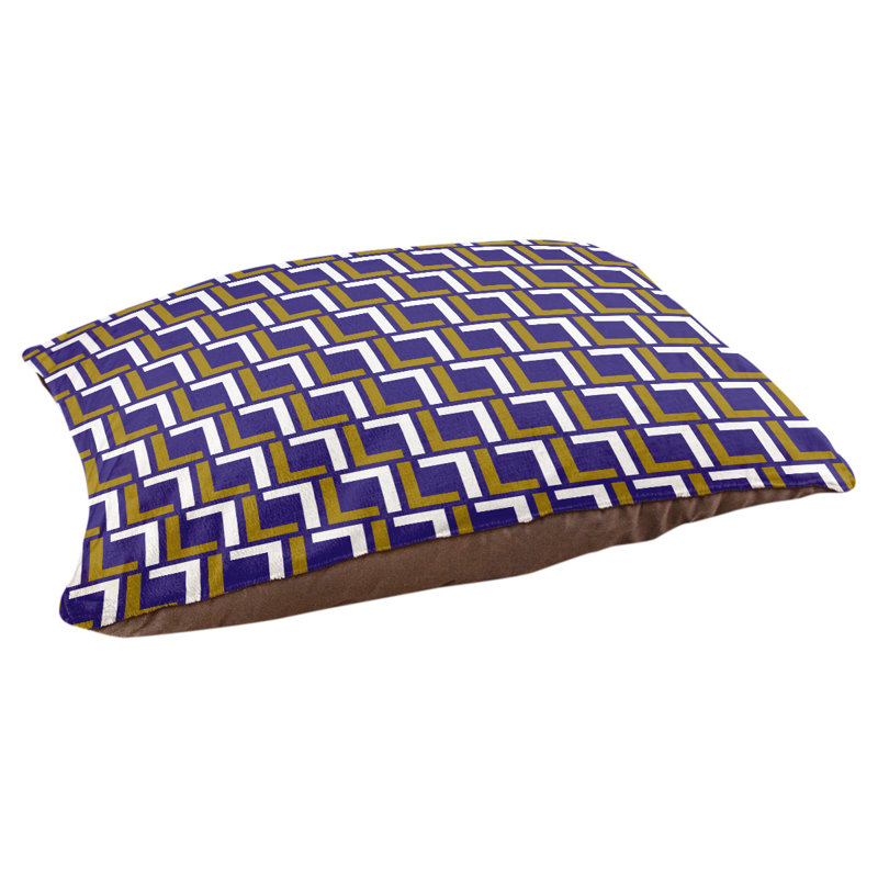 Coussin pour chien Bonheur, Small  (18'' W x 28'' D x 4'' H), Mauve / or métallique / blanc