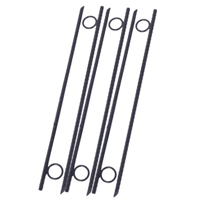 6-Pack 3/8 In. x 18 In. Steel Rebar Stakes with Loop - Black Ground Anchors for Landscaping and Construction