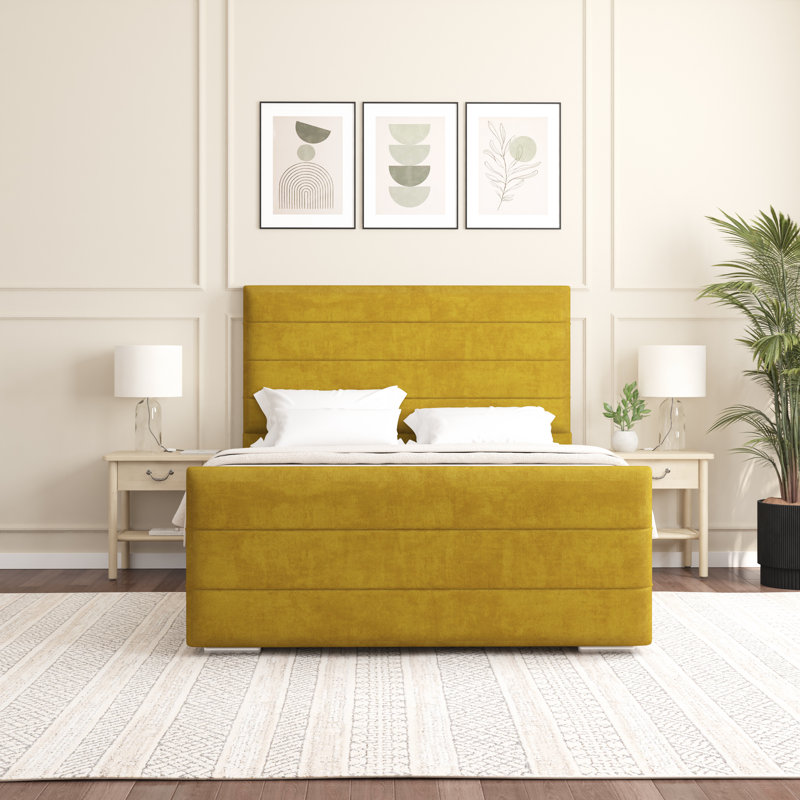 Boggs Upholstered Bed, Double (4'6), Turmeric Yellow