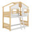 Twin Over Twin House Bunk Bed With Safety Guardrails And Ladder-1757440231