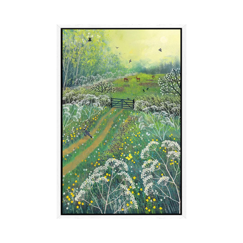The Gate To May Meadow by Jo Grundy - Print on Canvas, 66.04 cm H x 45.72 cm W, White Framed