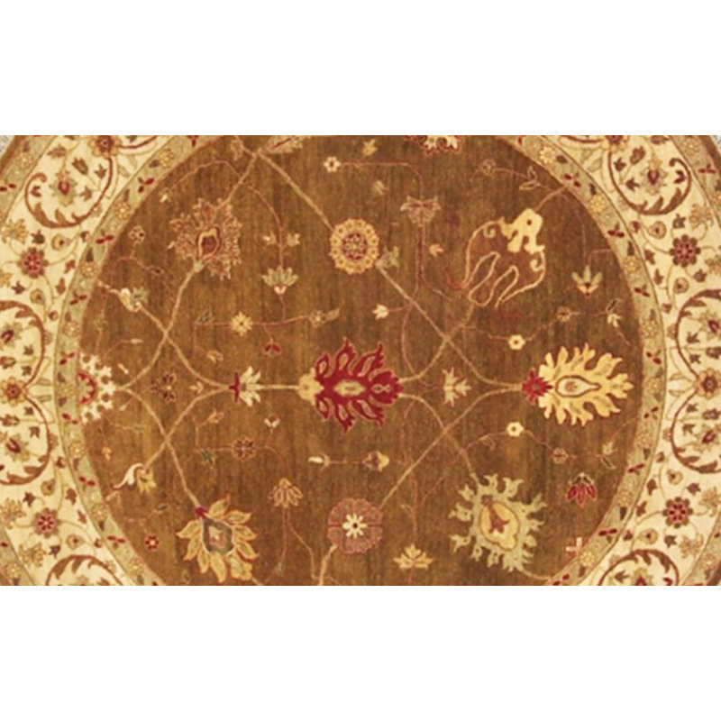 Tapis noué la vert/beige 10' à la main one-of-kind Delores