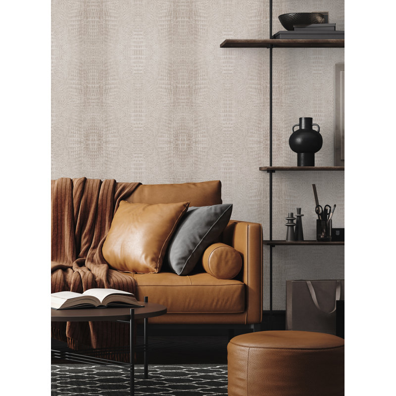 Beige Crocodile Embossed Peel and Stick Wallpaper Roll