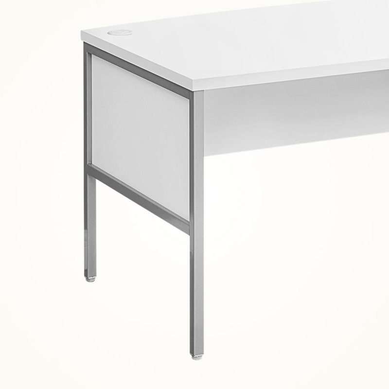 Chandelle 2-Drawer White Finish Computer Desk with Silver Metal Leg, 29.73" H X 70.45" W X 35.2" D