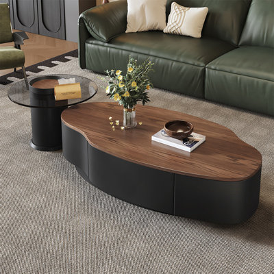Ensemble de tables basses noires en bois manufacturé
