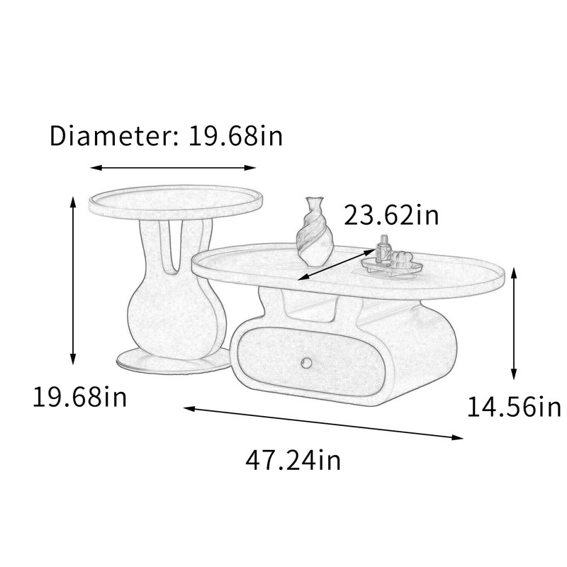 Ensemble de tables basses ovales Creative