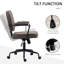 Chaise de bureau à domicile, microfibre brune, hauteur réglable de 17,75 po à 20,75 po, fonction d'inclinaison pour une chaise relaxante et inclinaison pour réduire la fatigue pendant les séances de travail