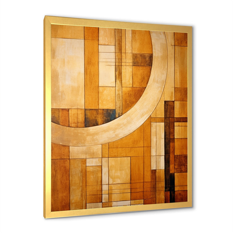 Bronze Brilliance Symetry II - formes abstraites, impressions sur toile, Encadrement doré, H 44 po x l 34 po x P 1,5 po