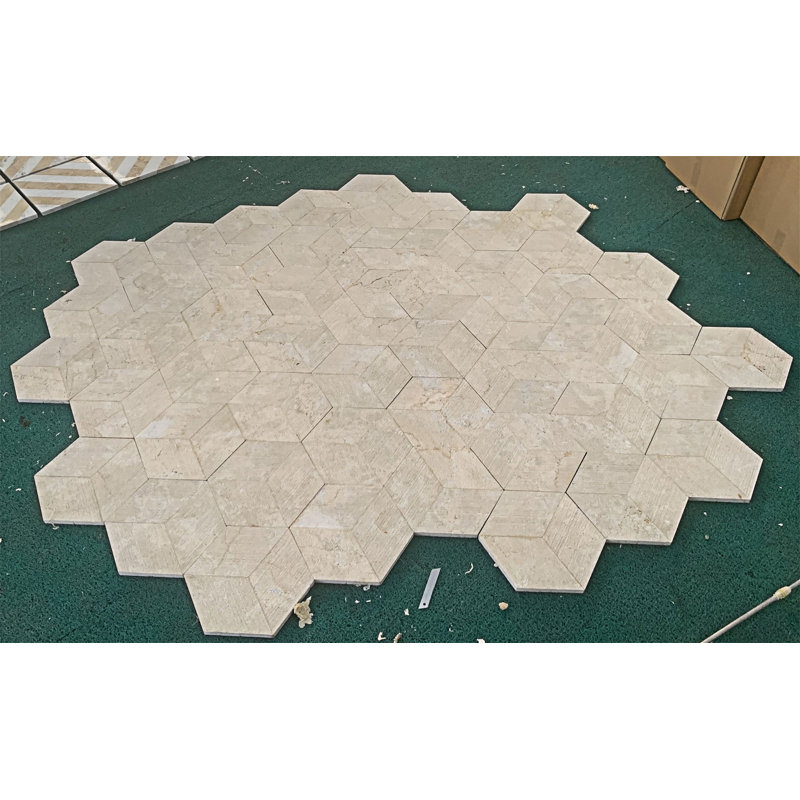 Carreau de marbre cannelé hexagonal 3D, 1 boîte, 12 pièces