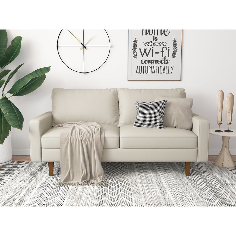 Cilla 58.3'' Faux Leather Loveseat, White , 33.1" H x 69.7" W x 31.7" D