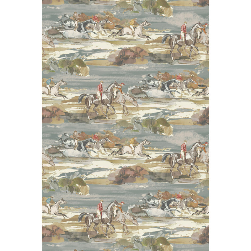 Icons Wallpapers 32.82" L x 27.58" W Wallpaper Roll, Blue/Sand