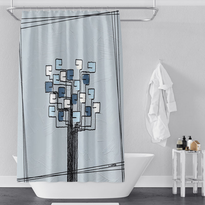Rideau de douche Sharin, Blanc / gris, H 83 po x l 70 po