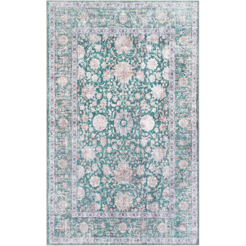 Tapis Samarth Thorine, Vert, Rectangle 5 pi 1 po x 8 pi