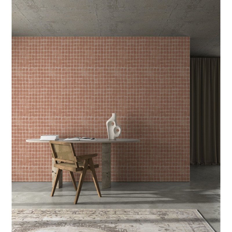 Weathered Mosaic - Wallpaper by Norman Wyatt Home, Terracotta, Premium Paper, Non-Pasted