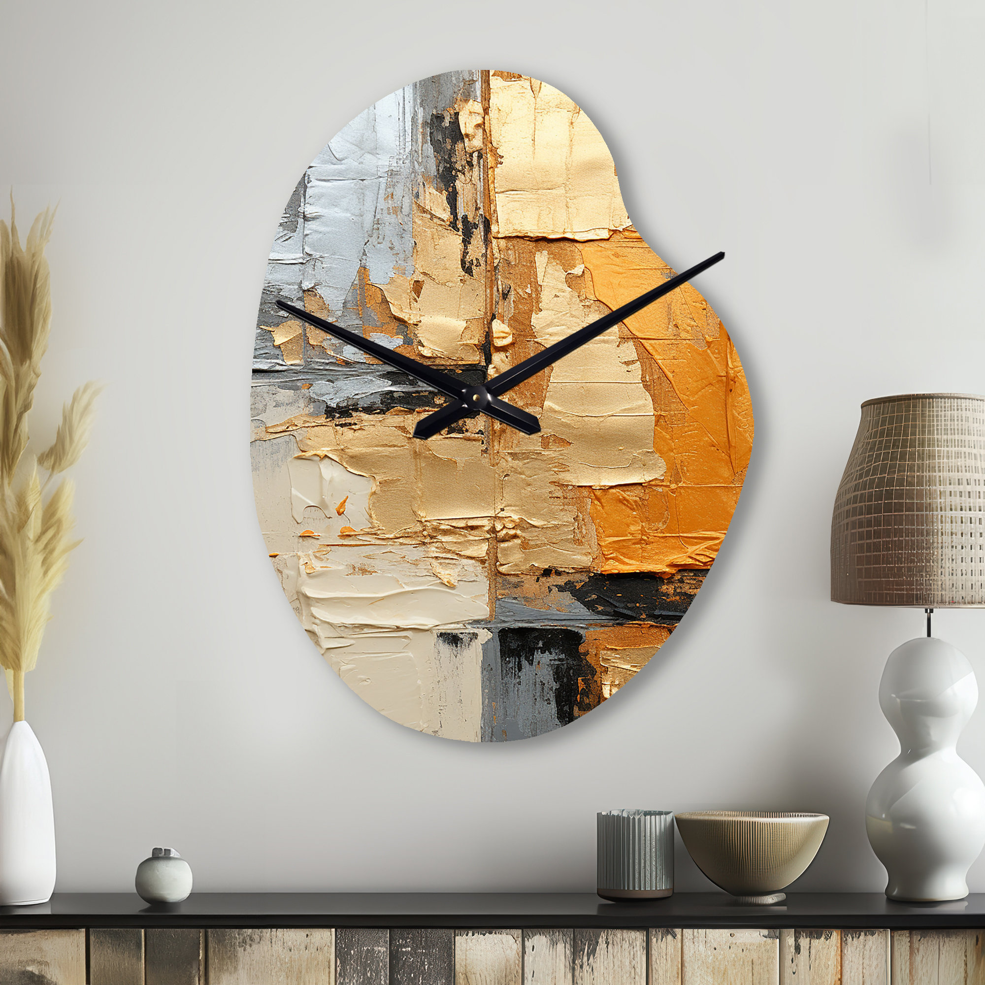 Design Art Gold Grey Gleaming Geometry XV - Abstract Collages Unique ...