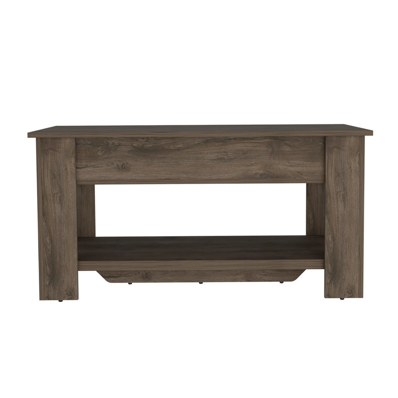 Table de rangement à 1 tablette avec couvercle en chêne clair, Brun