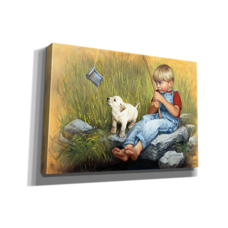 «Fishing Blues» par David Lindsley, art mural sur toile, H 18 po x l 26 po x P 0,75 po