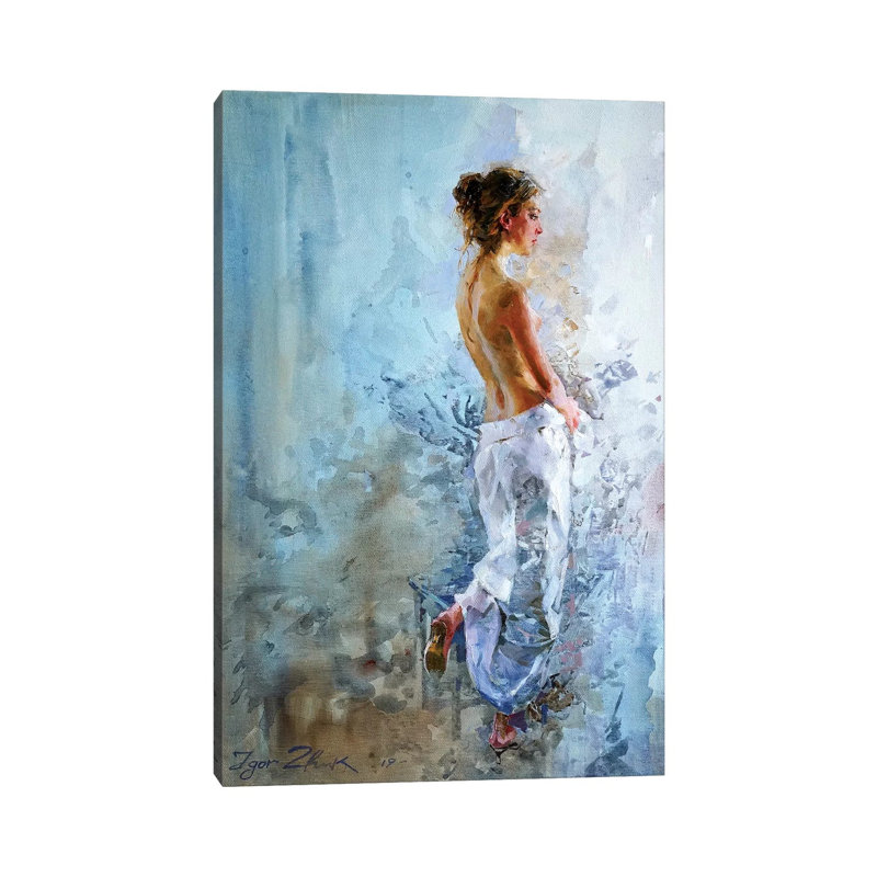 «At the Window» par Ihor Juk - reproduction d'art sur toile tendue, H 26 po x l 18 po x 1,5 po