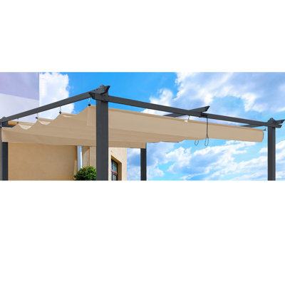 13x10 Ft Pergola Sun Shelter Replacement Cover - Khaki Resistance, Water- Material, Easy Setup Process Canopy Top For Protected, Water-, Quick Installation