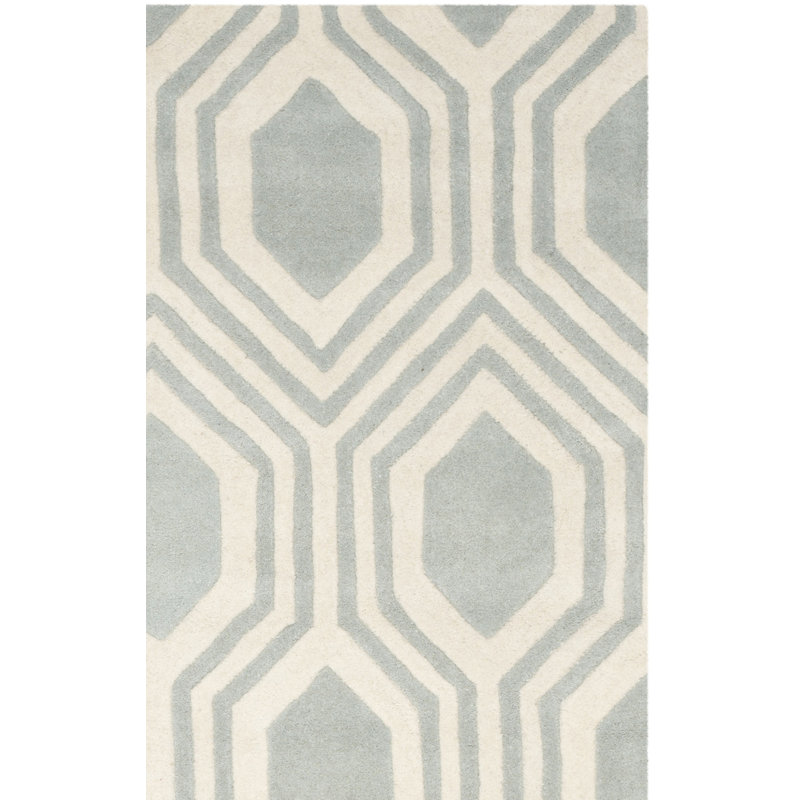 Deedie Hand Tufted Wool Geometric Rug, Square 5'