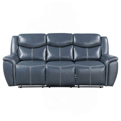 Stanwicke Blue Motion Reclining Sofa With Drop Down Table