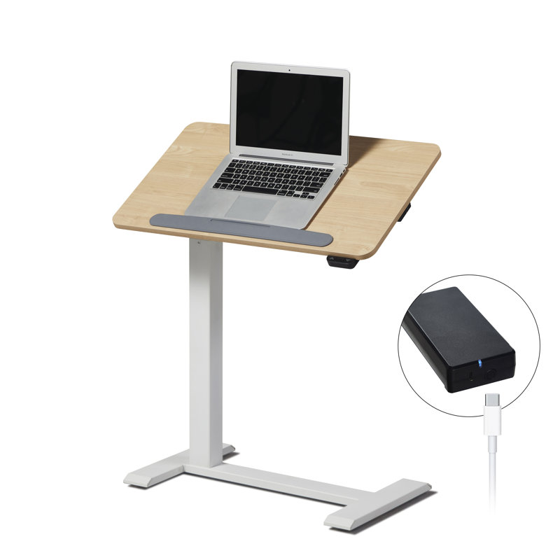 Akim 70cm W Laptop Standing Desk with Tilting Top & Rechargeable Battery and Two-Way Installation, Maple