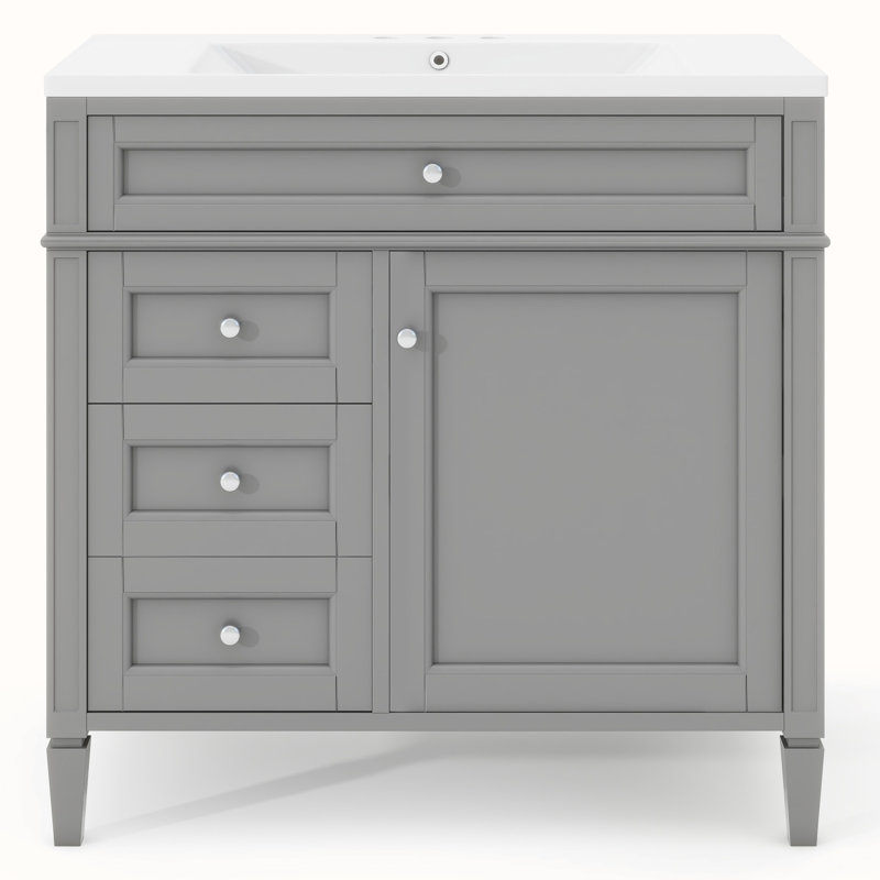 Meuble-lavabo simple 36 po avec plateau en résine Punkaj, Gris