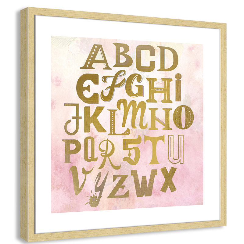Abc Pink ', impression sur papier, Encadré de boîte champagne clair, H 22,5 po x l 22,5 po x P 1,18 po