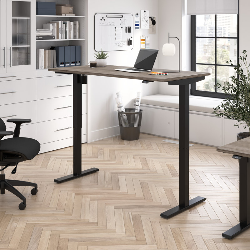 Move 40 Series Electric Height Adjustable Standing Desk, 60" W x 30" D, Modern Hickory