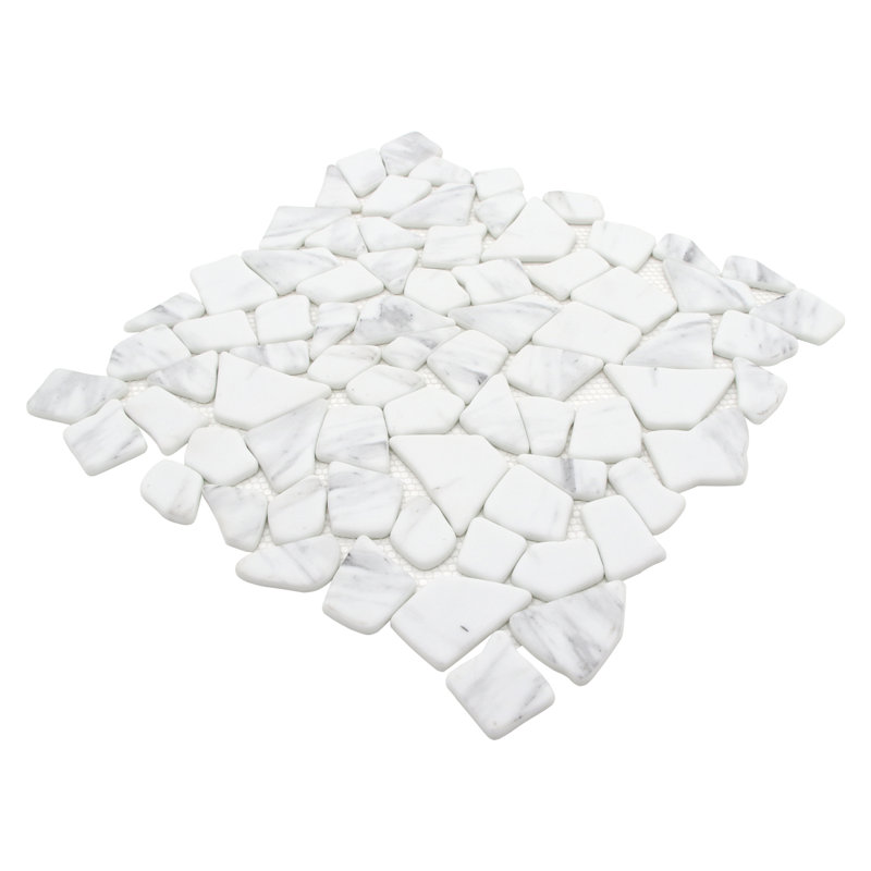 12" x 12" River Rock Recycled Glass Floor & Wall Mosaic Tile, Gray