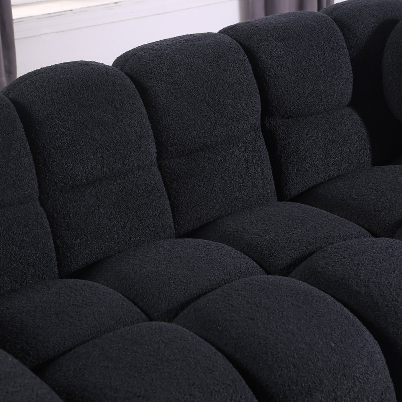 Canapé moderne Marshmallow, canapé 3 places, Boucle, Noir