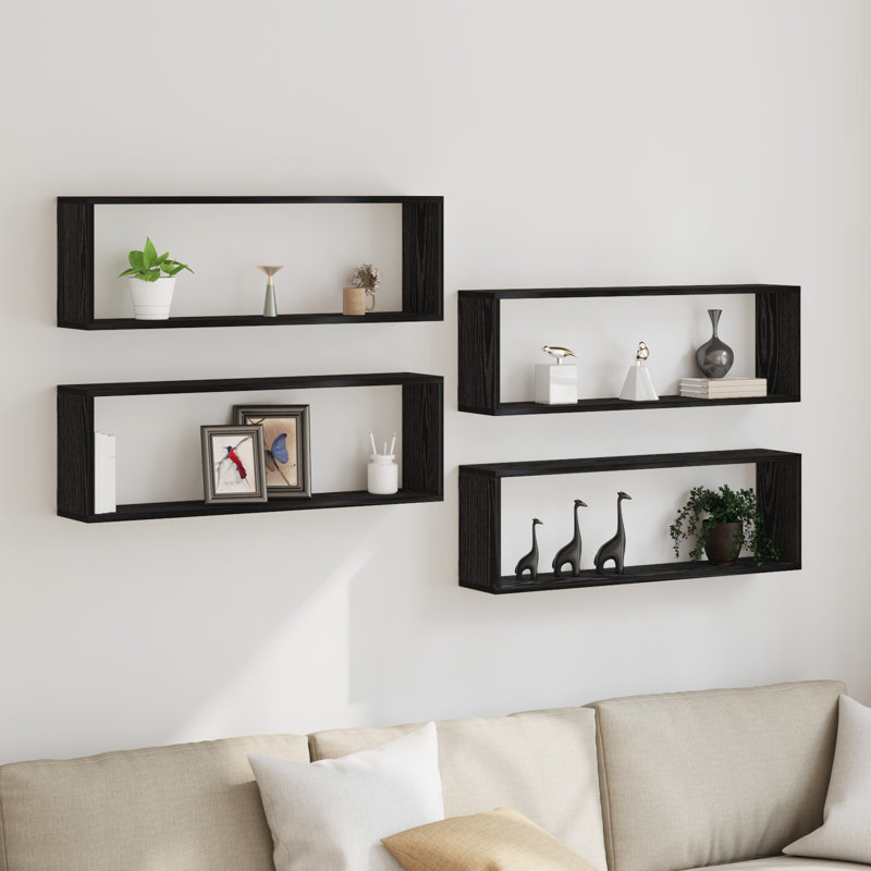 Floating Shelf, Black, 26cm H x 80cm W x 15cm D