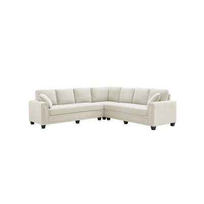 Canapé modulaire 3 pièces avec 2 coussins, beige