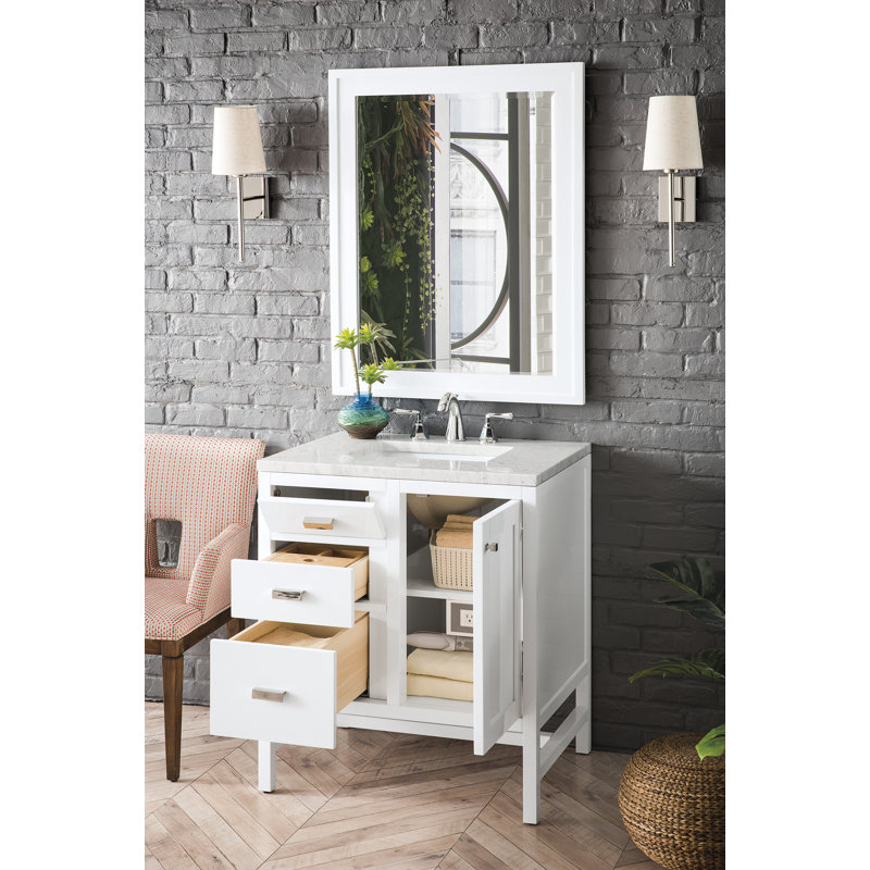 Addison 30'' W Single Vanity, Carrara White, Glossy White, 8" Widespread