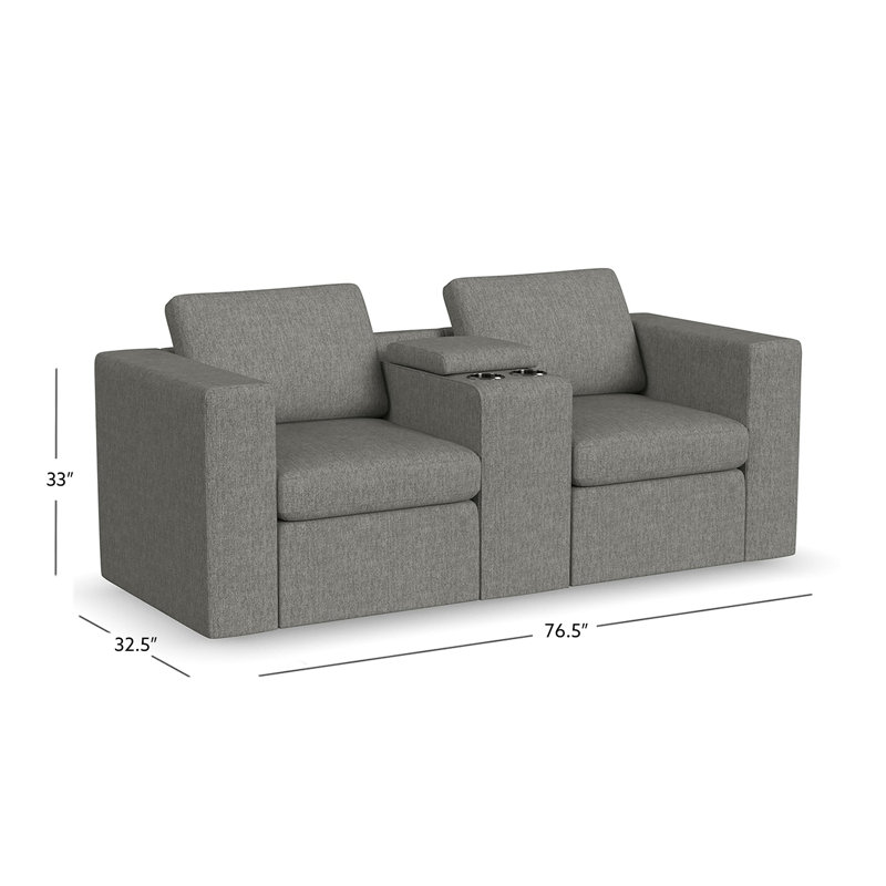Causeuse modulaire à accoudoirs carrés avec console de rangement 76 po Lockheart, Gris