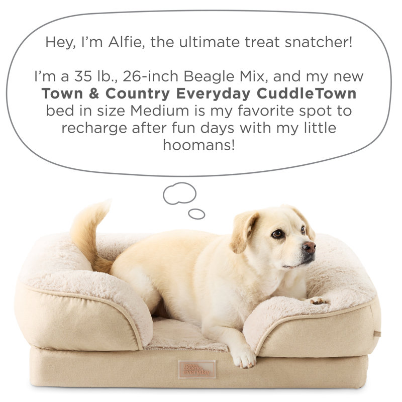 Large Warm Taupe Faux Fur Bolster Pet Bed