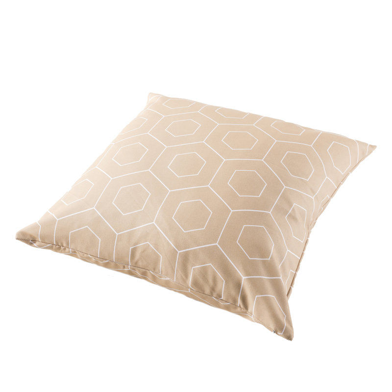 Coussin décoratif carré hexagonal ivoire