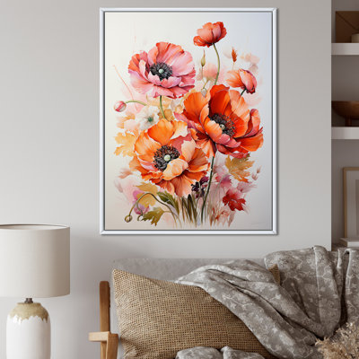 «Poppies Bouquet Sunset Moment I», reproduction d'art sur toile